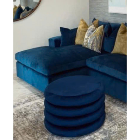 88003019 : Bàn Sofa, Ottoman Hình Tròn - Xanh Dương